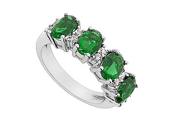 FineJewelryVault UBUK1056W10CZE-118 Frosted Emerald and Cubic Zirconia Ring : 10K White Gold - 2.25 CT TGW - Size: 7 at Sears.com