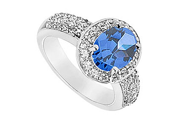 FineJewelryVault UBUK287W10CZS-118 Diffuse Sapphire and Cubic Zirconia Ring : 10K White Gold - 3.25 CT TGW - Size: 7 at Sears.com