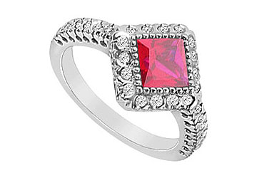 FineJewelryVault UBUK368W10CZR-118 GF Bangkok Ruby and Cubic Zirconia Ring : 10K White Gold - 1.50 CT TGW - Size: 7 at Sears.com