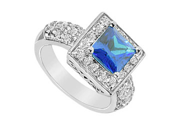 FineJewelryVault UBUK279W10CZS-118 Diffuse Sapphire and Cubic Zirconia Ring : 10K White Gold - 2.00 CT TGW - Size: 7 at Sears.com