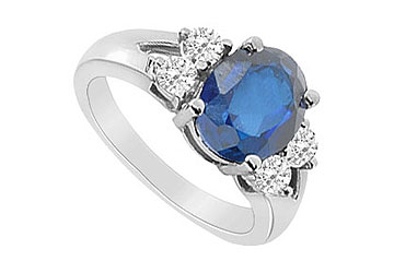 FineJewelryVault UBUK10797W10CZS-118 Diffuse Sapphire and Cubic Zirconia Ring : 10K White Gold - 3.00 CT TGW - Size: 7 at Sears.com