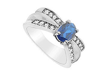 FineJewelryVault UBUK12886W10CZS-118 Diffuse Sapphire and Cubic Zirconia Ring : 10K White Gold - 2.00 CT TGW - Size: 7 at Sears.com