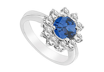 FineJewelryVault UBUK221W10CZS-118 Diffuse Sapphire and Cubic Zirconia Ring : 10K White Gold - 1.25 CT TGW - Size: 7 at Sears.com