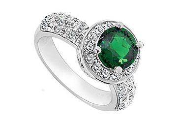 FineJewelryVault UBUK267W10CZE-118 Frosted Emerald and Cubic Zirconia Ring : 10K White Gold - 3.00 CT TGW - Size: 7 at Sears.com