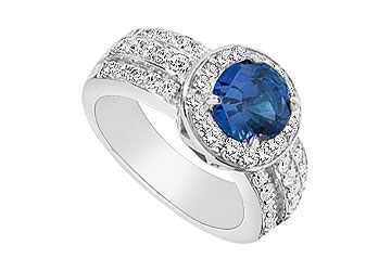 FineJewelryVault UBUK274W10CZS-118 Diffuse Sapphire and Cubic Zirconia Ring : 10K White Gold - 3.50 CT TGW - Size: 7 at Sears.com