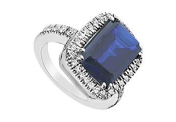 FineJewelryVault UBUK1156W10CZS-118 Diffuse Sapphire and Cubic Zirconia Ring : 10K White Gold - 8.75 CT TGW - Size: 7 at Sears.com