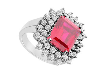FineJewelryVault UBUK1095W10CZR-118 GF Bangkok Ruby and Cubic Zirconia Ring : 10K White Gold - 6.50 CT TGW - Size: 7 at Sears.com