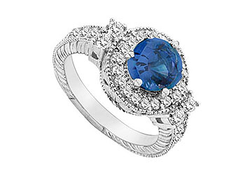 FineJewelryVault UBUK331W10CZS-118 Diffuse Sapphire and Cubic Zirconia Ring : 10K White Gold - 2.75 CT TGW - Size: 7 at Sears.com