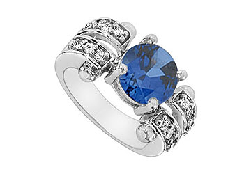 FineJewelryVault UBUK1262W10CZS-118 Diffuse Sapphire and Cubic Zirconia Ring : 10K White Gold - 2.50 CT TGW - Size: 7 at Sears.com
