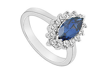 FineJewelryVault UBUK147105W10CZS-118 Diffuse Sapphire and Cubic Zirconia Ring : 10K White Gold - 1.50 CT TGW - Size: 7 at Sears.com