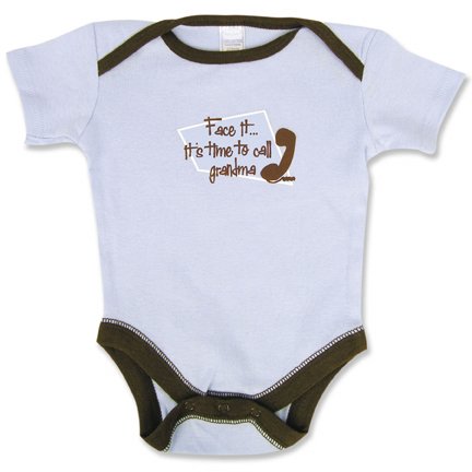Trend Lab 106309 Body Suit- Blue Jersey With Brown Jersey Trim- Screenprint- Face It...It's Time To Call Grandma- Size 0-3 Months at Sears.com