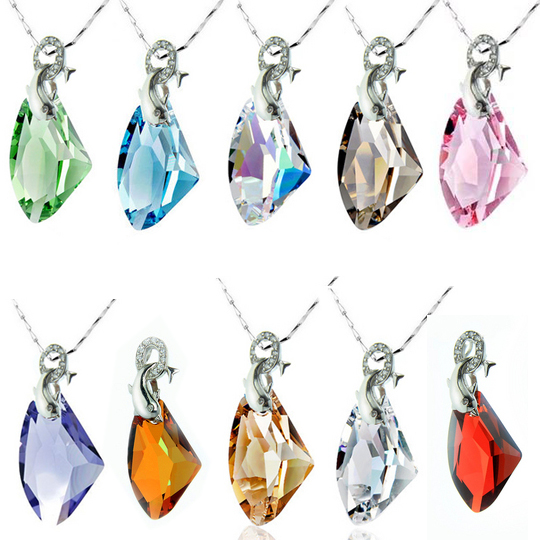 Cet Domain SZ15-3023-PINK Colored Austrian Crystal Diamond Pendant Dolphin Lovers Necklace Jewelry-Color Pink at Sears.com