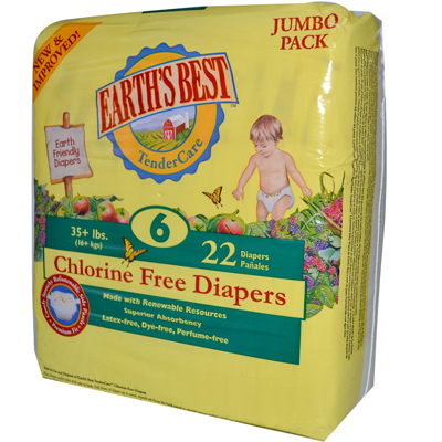 Earth&'s Best Earths Best 0443705 Chlorine Free Diapers, Size 6, 35 plus lbs, 22 Diapers - 22 Pack at Sears.com