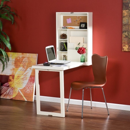 SouthernEnterprises Holly &amp; Martin 55-144-020-0-40 Leo Fold-Out Convertible Desk-Winter White at Sears.com
