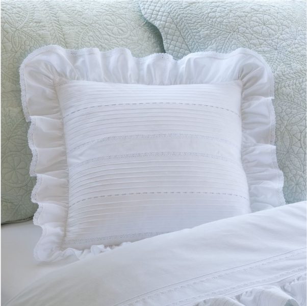 Taylor Linens 104ELEW-RPC Elisa 16 in. x 16 in. Sheeting Toss Pillow Mill Percale - Egg White at Sears.com