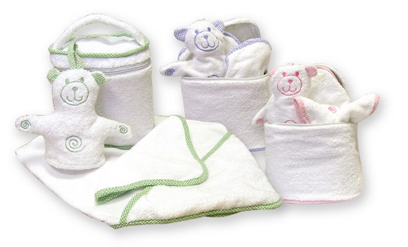 Trend Lab 100008 OVAL BATH BAG - PINK TRIM - PLUS HOODED TOWEL  MITT AND WASH CLOTH - TERRY VELOUR at Sears.com