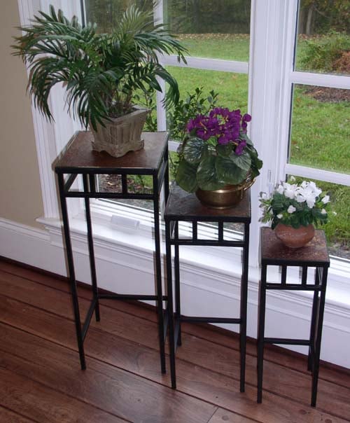 4D Concepts 601623 3 piece slate square plant stands w/ slate tops Metal/ slate at Sears.com