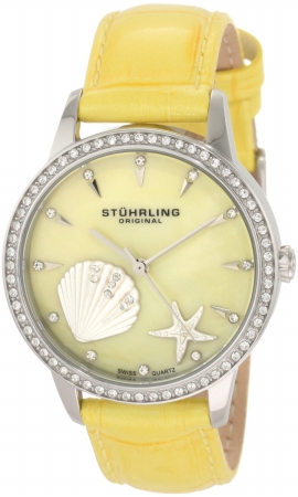 stuhrling Original 521.1115G95 Womens Lifestyles Collection Verona Quartz with Stainless Steel Case Yellow MOP Dial and Yellow Leather Strap Watch at Sears.com