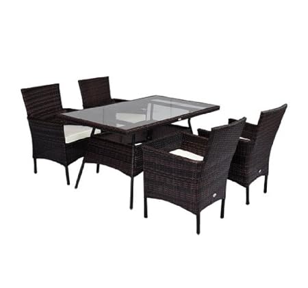 HomCom Outdoor Patio PE Rattan Wicker 5 pc Dining Furniture Set - 4 Chairs w/ Table at Sears.com