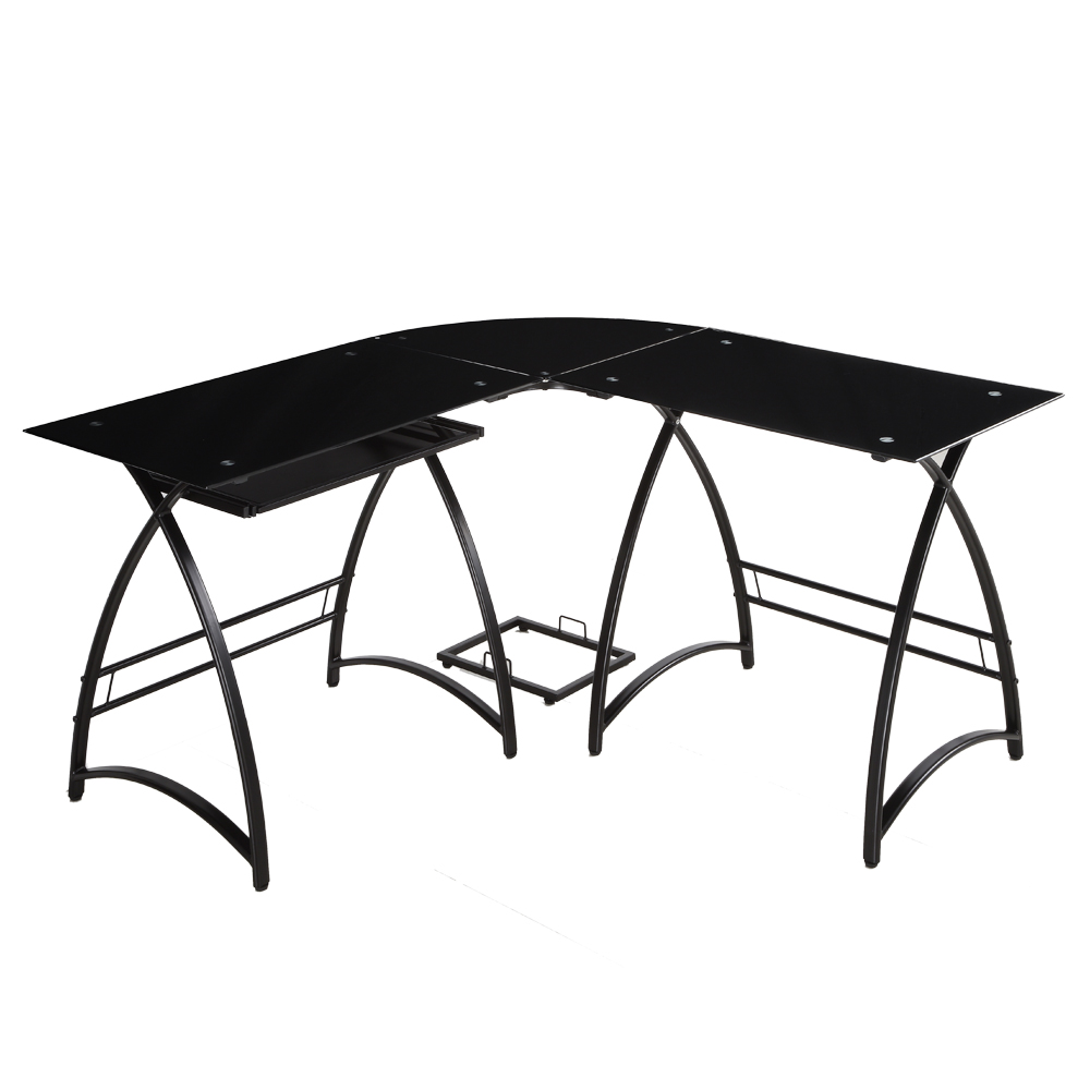 Furnituremaxx L-Shaped Glass Computer Desk - Black/Black at Sears.com