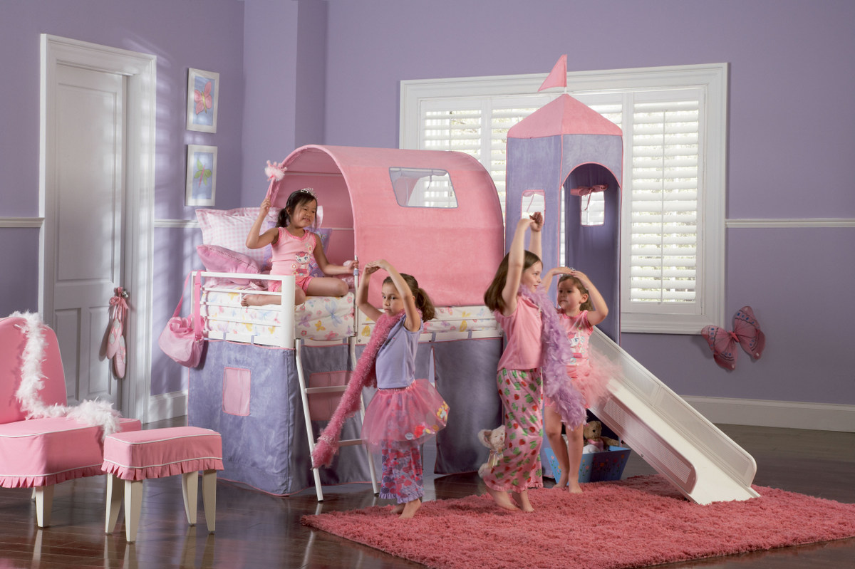 Furnituremaxx Princess Castle Twin Size Tent Loft Bed with Slide at Sears.com