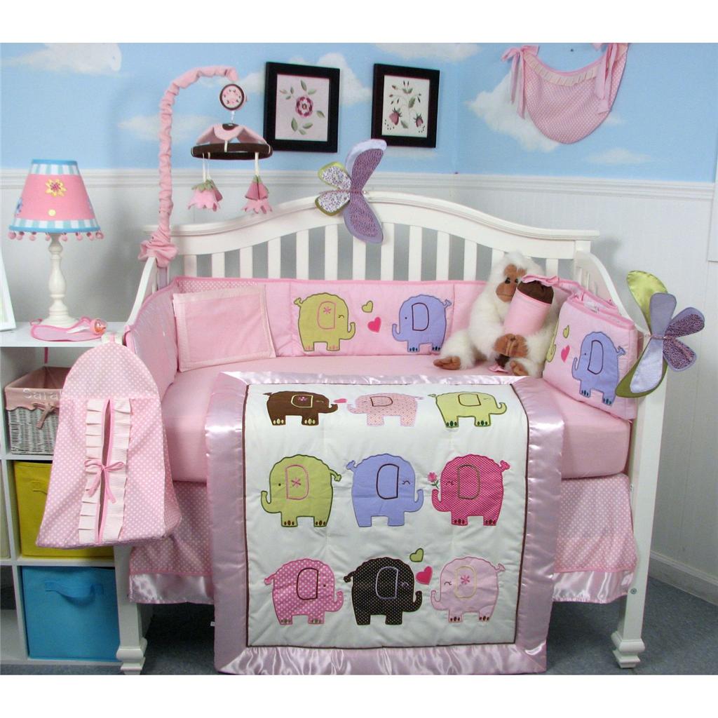 Soho Designs SoHo Elephant Flutter Baby Crib Nursery Bedding Set 14 pcs included Diaper Bag with Changing Pad, Accessory Case & Bottle Case at Sears.com