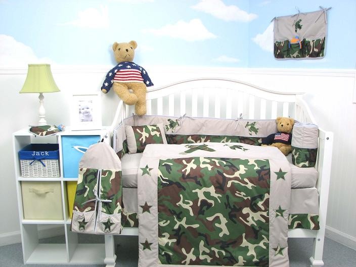 Soho Designs Baby Camouflage Army Baby Crib Nursery Bedding Set 14 pcs included Diaper Bag with Changing Pad, Accessory Case & Bottle Case at Sears.com