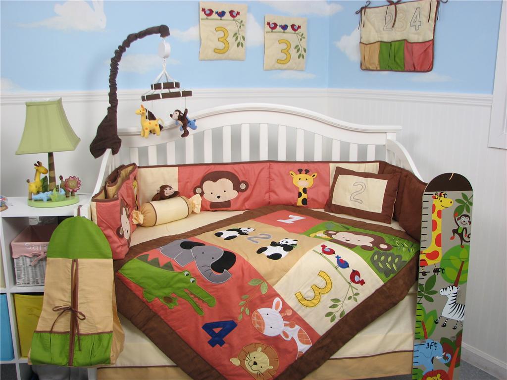 Soho Designs 1234 Jungle Friends Baby Crib Nursery Bedding Set 14 pcs included Diaper Bag with Changing Pad, Accessory Case & Bottle Case at Sears.com