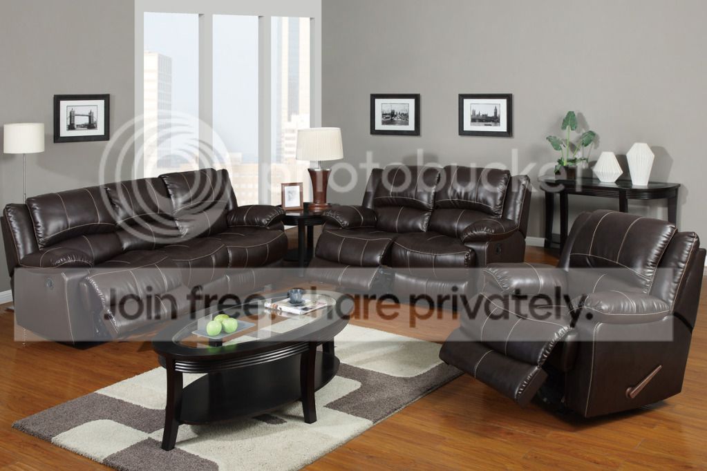 Hollywood Decor Reclining Living Room Set in Dark Brown Bonded Leather (Sofa, Love seat, Rocker Chair) at Sears.com