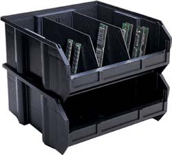 Quantum Storage Systems Quantum QUS239 Plastic Storage Stacking Ultra Bin, 10-Inch by 8-Inch by 7-Inch, Black Conductive, Case of 6 at Sears.com