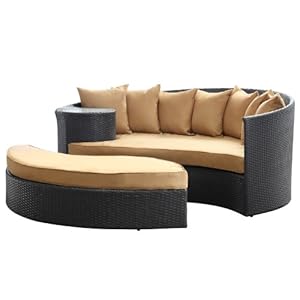 LexMod Taiji Outdoor Rattan Daybed with Ottoman, Espresso with Mocha Cushions at Sears.com