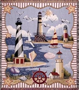 Simply Home Coastal Memories Lighthouses Deluxe Tapestry Throw Blanket at Sears.com
