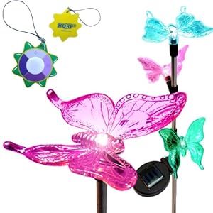 HQRP Changing Multi-Color Butterflies Flakes, Solar Power Garden / Yard Decor Stake Light plus HQRP UV Meter Chain at Sears.com