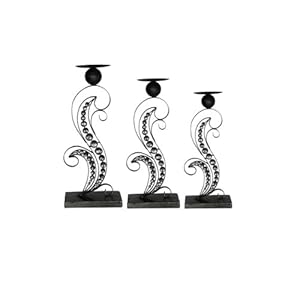Essentials D?cor Entrada Collection 3-Piece Wave Designed Metal Candle Holder Set, 6.5 by 4 by 17.75-Inch at Sears.com