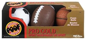 Poof Slinky POOF-Slinky 453BL POOF Pro Gold Mini Foam 4" Basketball 6" Football and 4" Soccer Ball 3-Ball Sport Pack at Sears.com