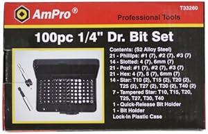AMPRO T33260 Professional 1/4-Inch Bit Set, 100-Piece at Sears.com