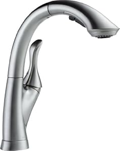 Delta Faucet 4153-AR-DST Linden Single Handle Water-Efficient Pull-Out Kitchen Faucet, Arctic Stainless at Sears.com