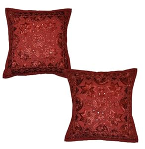 Jewelz on Net Indian Embroidery Designer Handmade Cushion Cover Vintage Throw Cotton Attractive Traditional Toss Pillow Cover 16 X 16 Inches at Sears.com