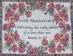Buy 40th wedding anniversary gifts - 40th Anniversary Cotton Sofa Throw - 40th Wedding Anniversary Gift -
