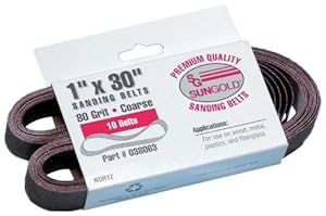 Sungold Abrasives 038063 1-Inch by 30-Inch 80 Grit Belt X-Weight Cloth
