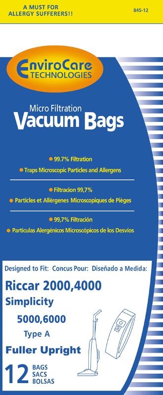 Riccar 12 Riccar 2000, 4000, Vibrance Series Micro-Filtration Upright Vacuum Cleaner Bags, Generic 12pk. at Sears.com