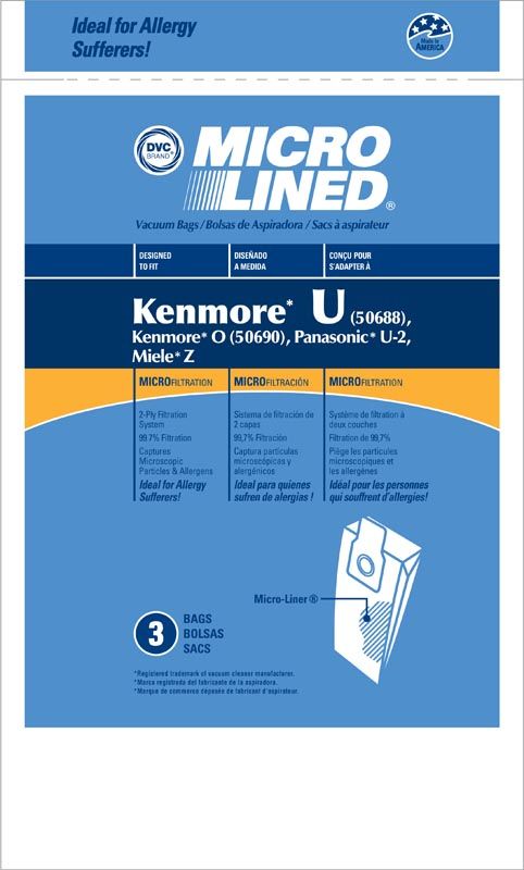 generic 3 For Kenmore Style U Upright Premium Filtration Micro-Lined Vacuum Cleaner Bags, fits Part 50688 and 50690. MADE IN AMERICA! at Sears.com