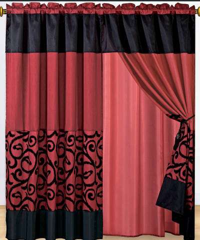 Scotts-sales Candice Burgundy Curtains 2 x Panels 60x84"ea. with Valance at Sears.com