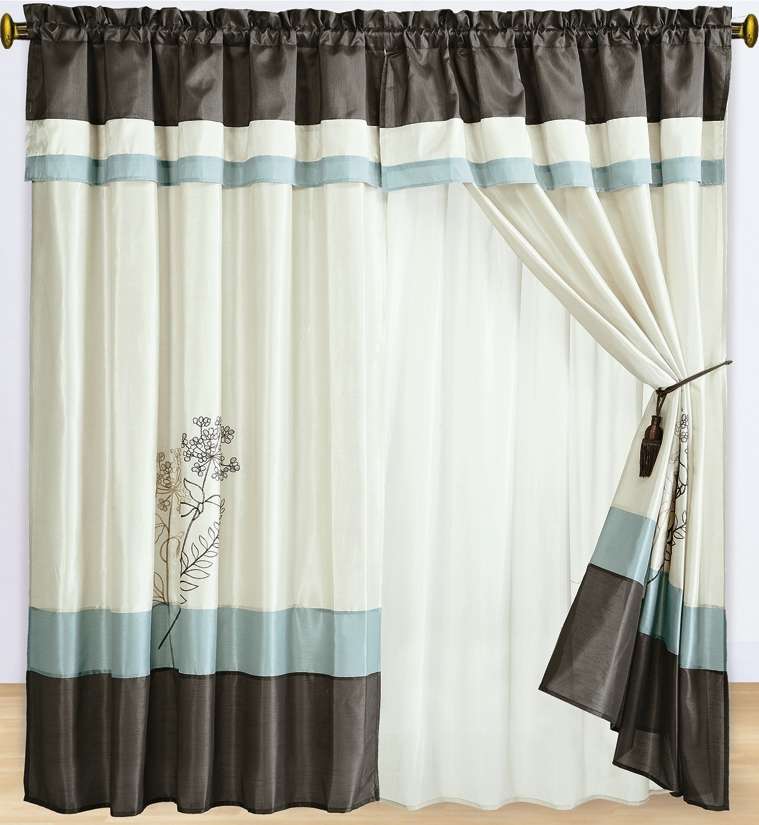 Scotts-sales Portland Aqua Blue Curtains 2 x Panels 60x84"ea. with Valance at Sears.com
