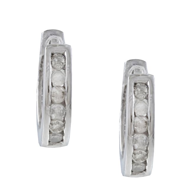Eziba Collection 10k White Gold 1/4ct TDW Diamond Hoop Earrings at Sears.com
