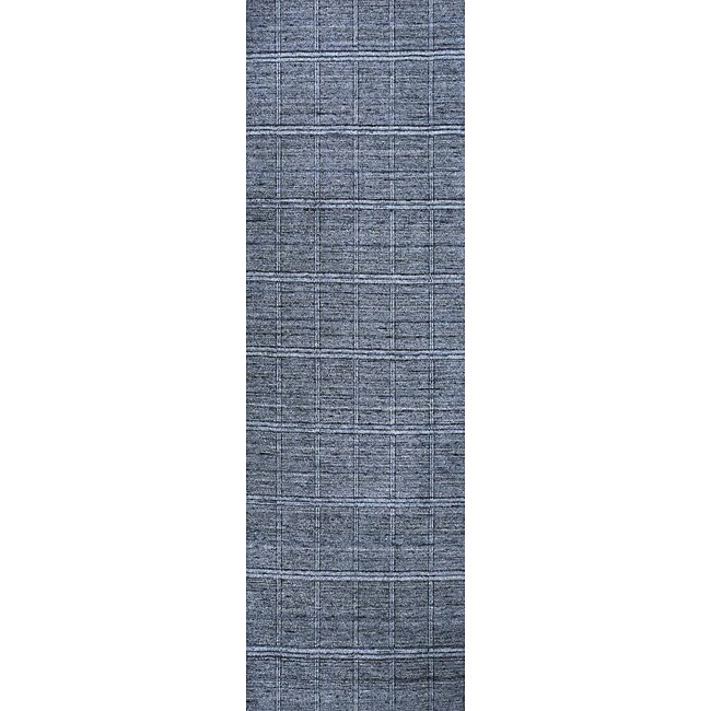 AT HOME by O Hand-loomed Denim Boxes Blue Wool Runner (2'6 x 8') at Sears.com