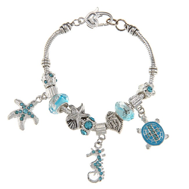 Eziba Collection La Preciosa Silvertone Light Blue Crystal Sea Life Design Bead Bracelet Eziba Collection La Preciosa Silvertone Light Blue Crystal Sea Life Design Bead Bracelet at mygofer.com