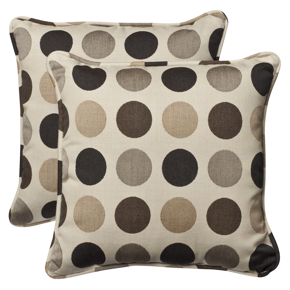 Overstock.com Pillow Perfect Outdoor Brown/Beige Polka Dot Toss Pillows with Sunbrella Fabric (Set of 2) at Sears.com