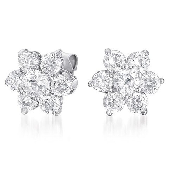 Eziba Collection Collette Z Sterling Silver Round-cut Cubic Zirconia Flower Stud Earrings at Sears.com