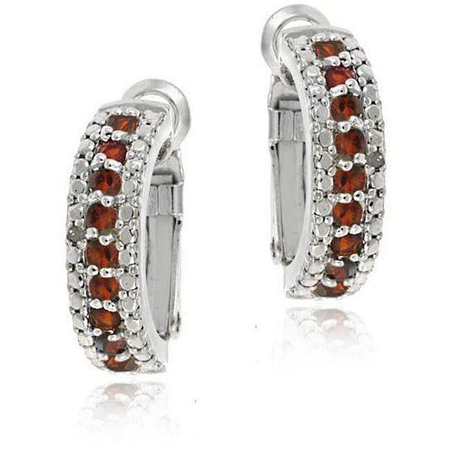 Eziba Collection Glitzy Rocks Sterling Silver Garnet and Diamond Half Hoop Earrings at Sears.com